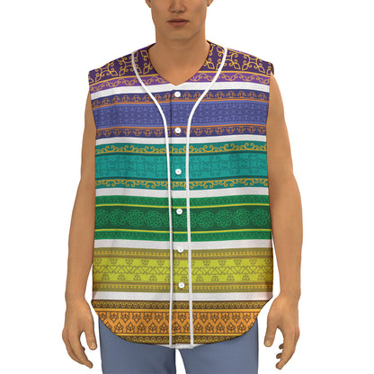 Colorful Ethnic Pattern Print Sleeveless Baseball Jersey