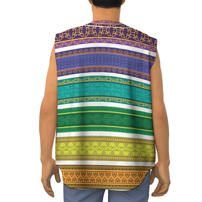 Colorful Ethnic Pattern Print Sleeveless Baseball Jersey