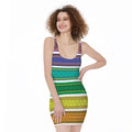 Colorful Ethnic Pattern Print Sleeveless Bodycon Dress