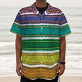 Colorful Ethnic Pattern Print Textured Short Sleeve Shirt