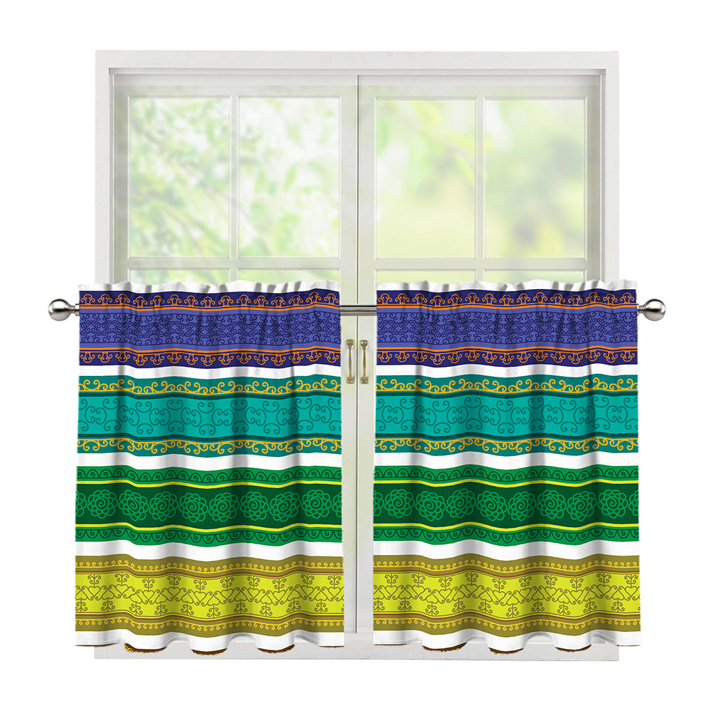 Colorful Ethnic Pattern Print Tier Curtains