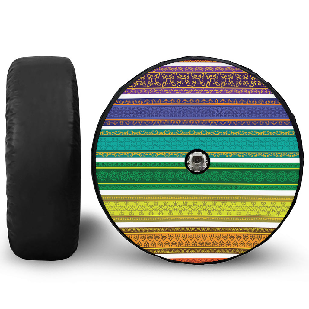 Colorful Ethnic Pattern Print Tire Cover With Camera Hole