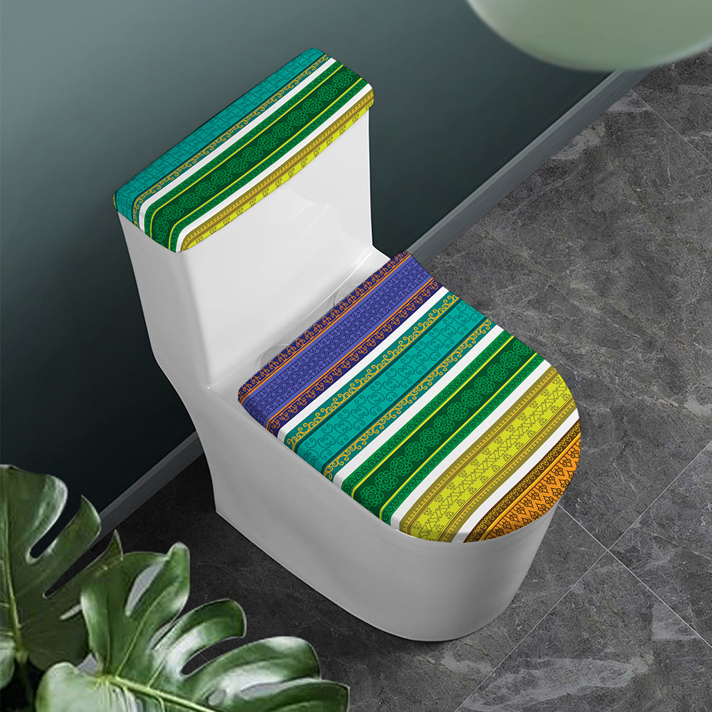 Colorful Ethnic Pattern Print Toilet Lid And Tank Cover Set