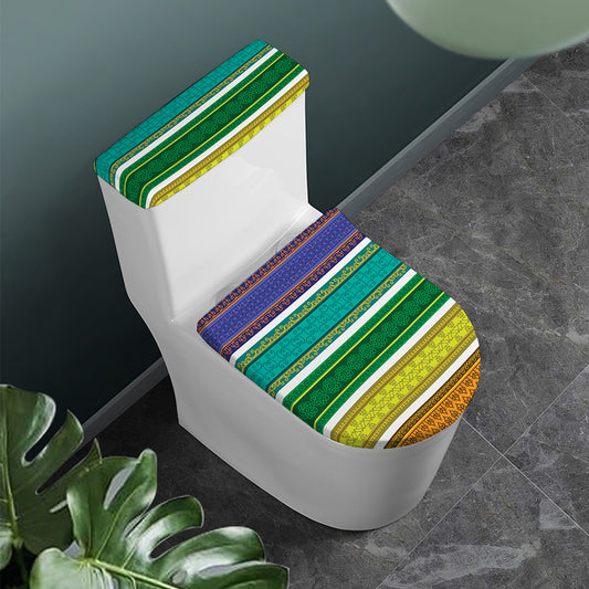 Colorful Ethnic Pattern Print Toilet Lid And Tank Cover Set