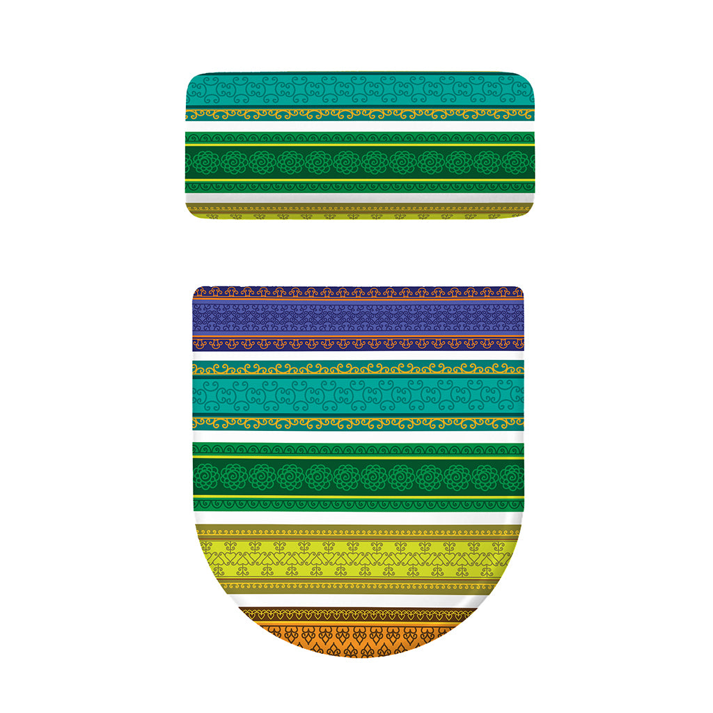 Colorful Ethnic Pattern Print Toilet Lid And Tank Cover Set