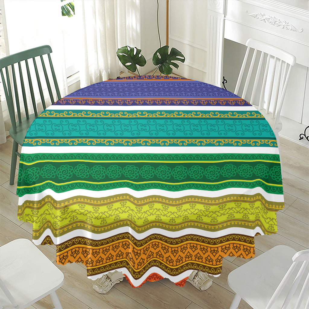 Colorful Ethnic Pattern Print Waterproof Round Tablecloth