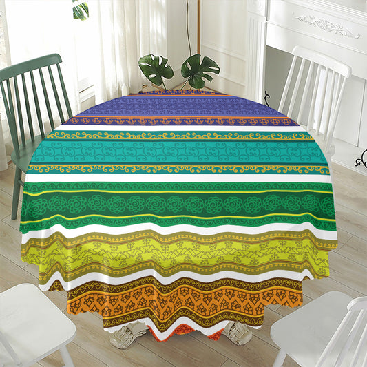 Colorful Ethnic Pattern Print Waterproof Round Tablecloth