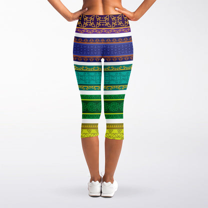 Colorful Ethnic Pattern Print Women's Capri Leggings