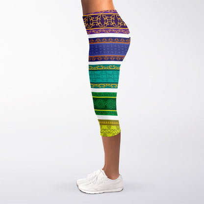 Colorful Ethnic Pattern Print Women's Capri Leggings