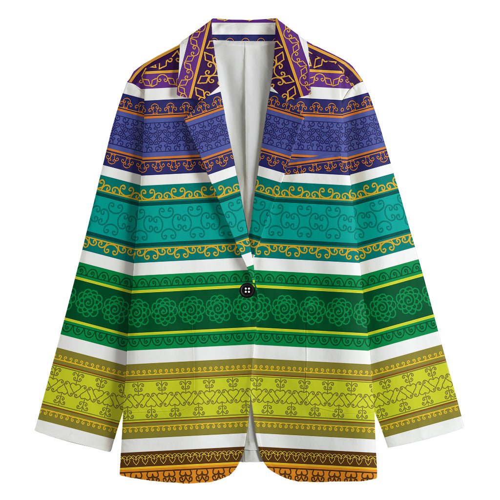 Colorful Ethnic Pattern Print Women's Cotton Blazer