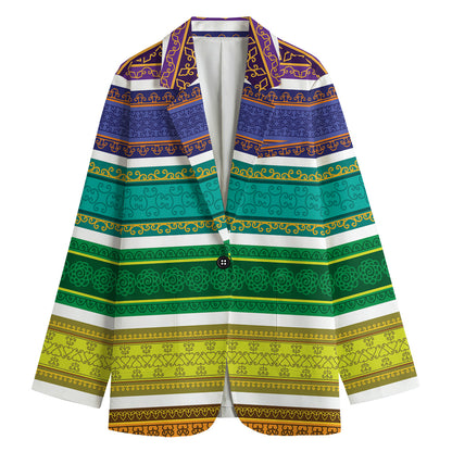 Colorful Ethnic Pattern Print Women's Cotton Blazer