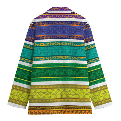 Colorful Ethnic Pattern Print Women's Cotton Blazer