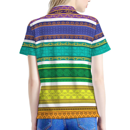 Colorful Ethnic Pattern Print Women's Polo Shirt