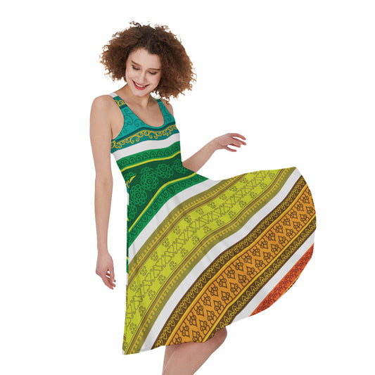Colorful Ethnic Pattern Print Women's Sleeveless Dress