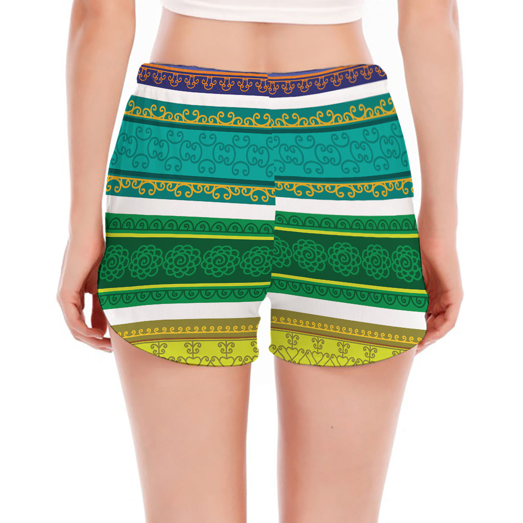 Colorful Ethnic Pattern Print Women's Split Running Shorts