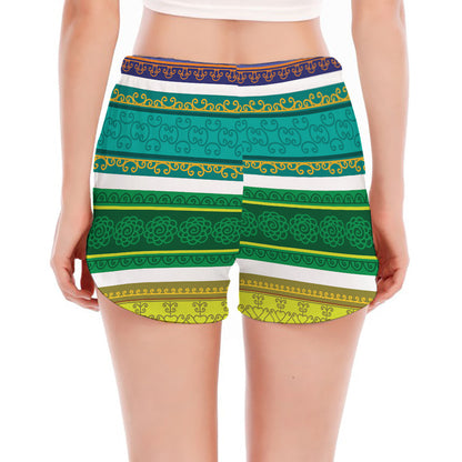 Colorful Ethnic Pattern Print Women's Split Running Shorts