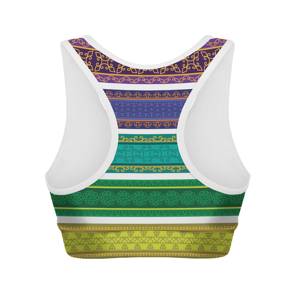 Colorful Ethnic Pattern Print Women's Sports Bra
