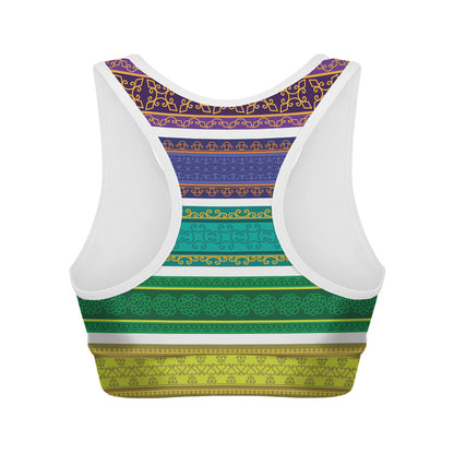 Colorful Ethnic Pattern Print Women's Sports Bra