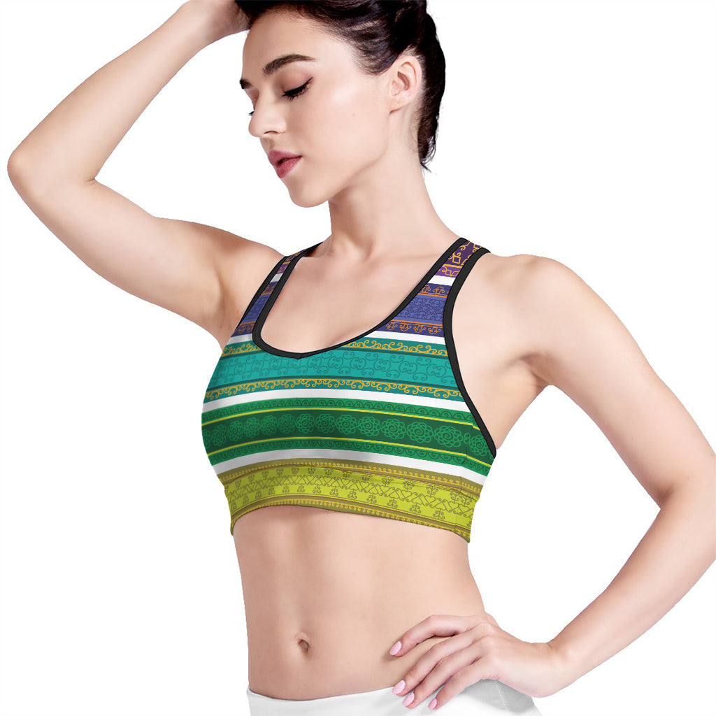 Colorful Ethnic Pattern Print Women's Sports Bra