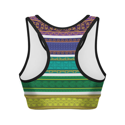 Colorful Ethnic Pattern Print Women's Sports Bra