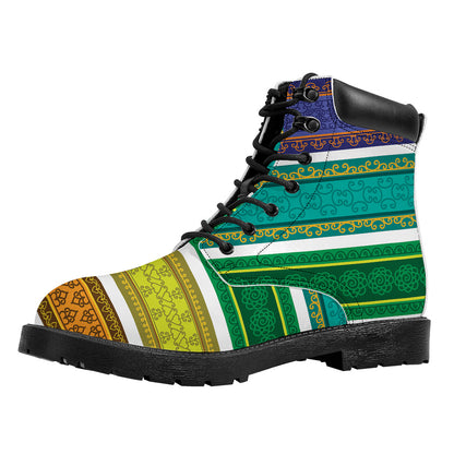 Colorful Ethnic Pattern Print Work Boots