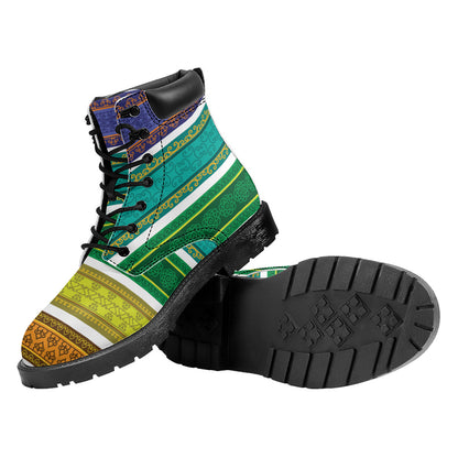 Colorful Ethnic Pattern Print Work Boots