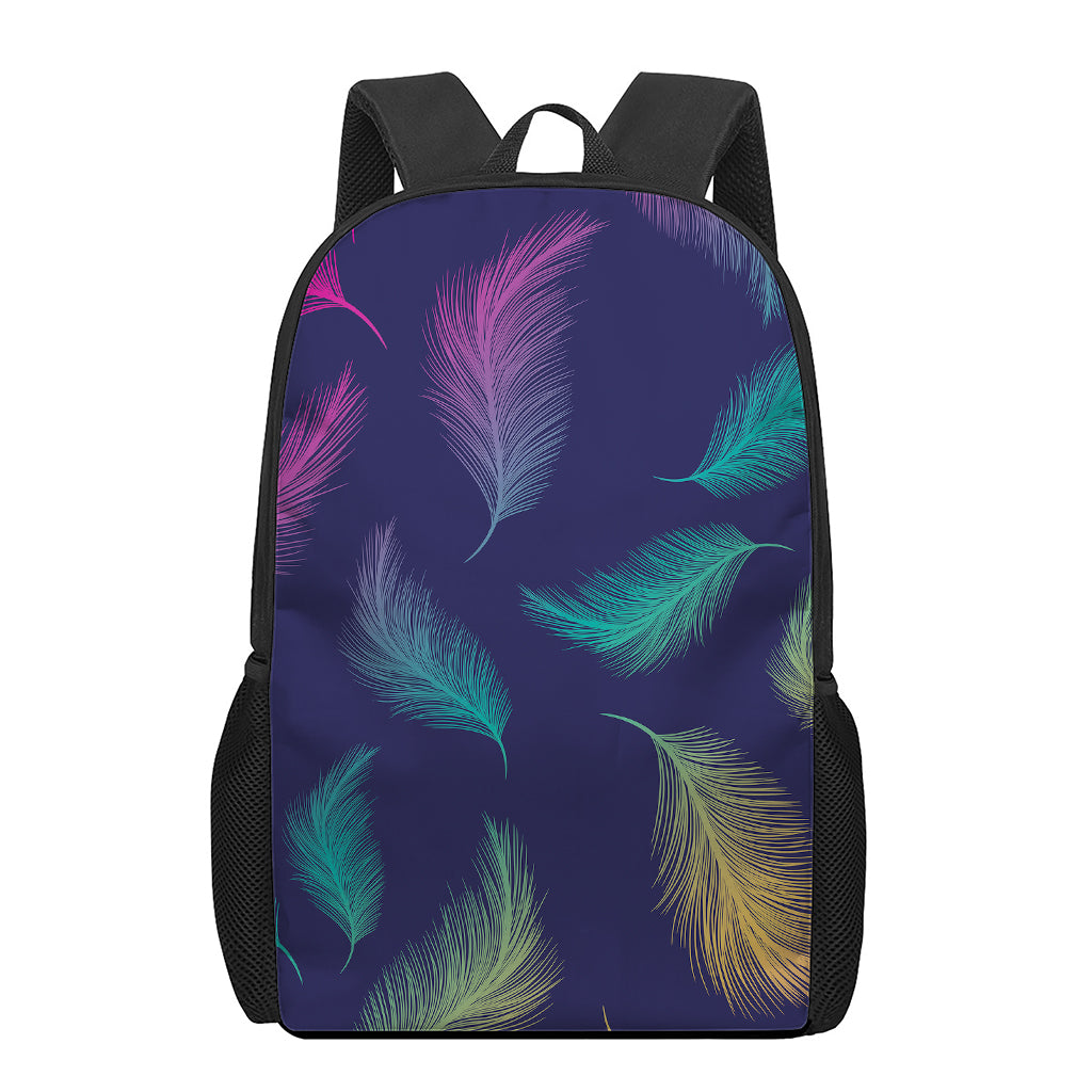 Colorful Feather Pattern Print 17 Inch Backpack