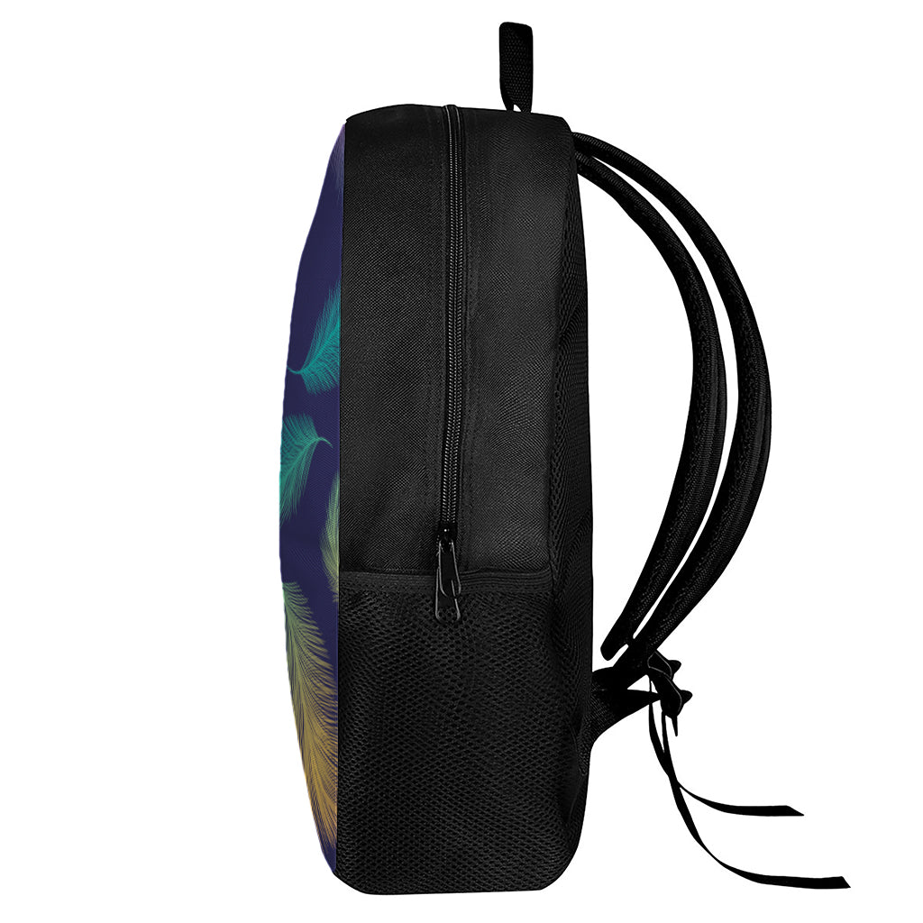 Colorful Feather Pattern Print 17 Inch Backpack