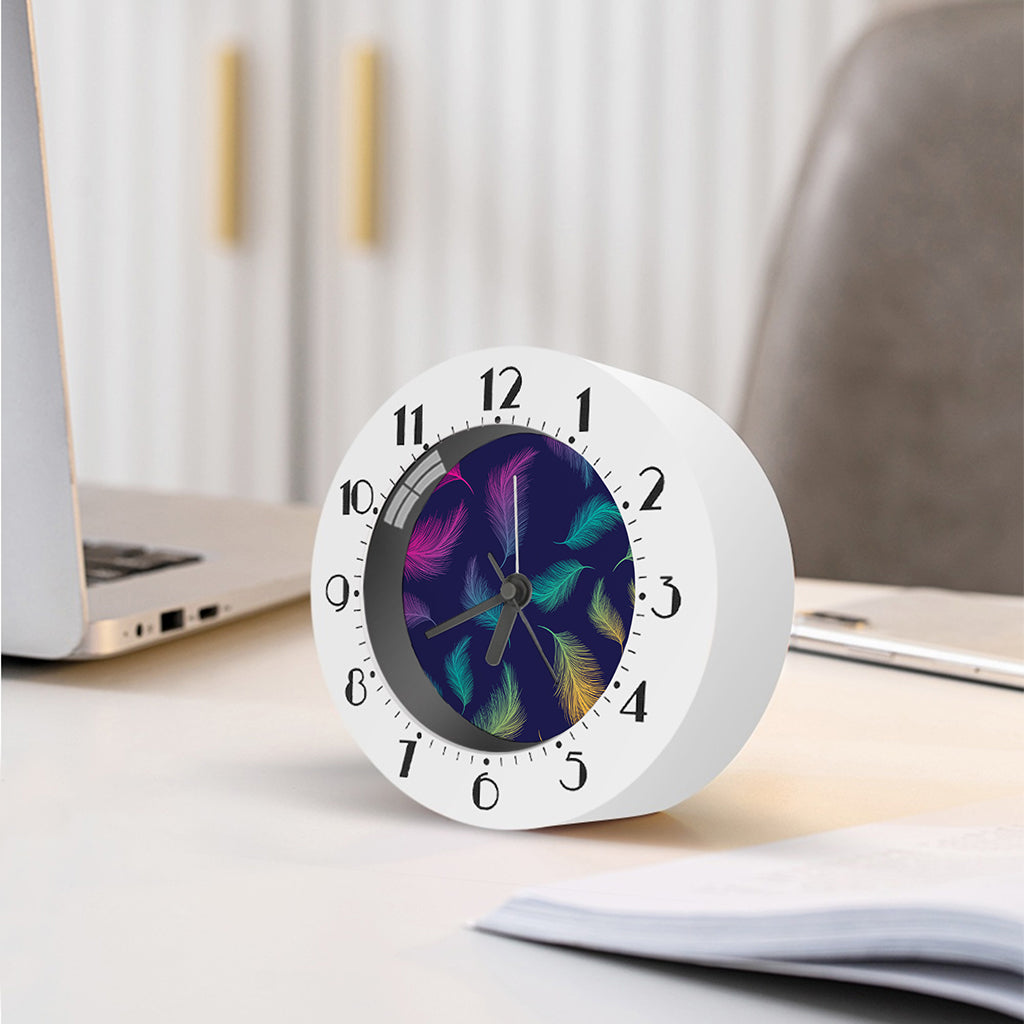 Colorful Feather Pattern Print Alarm Clock