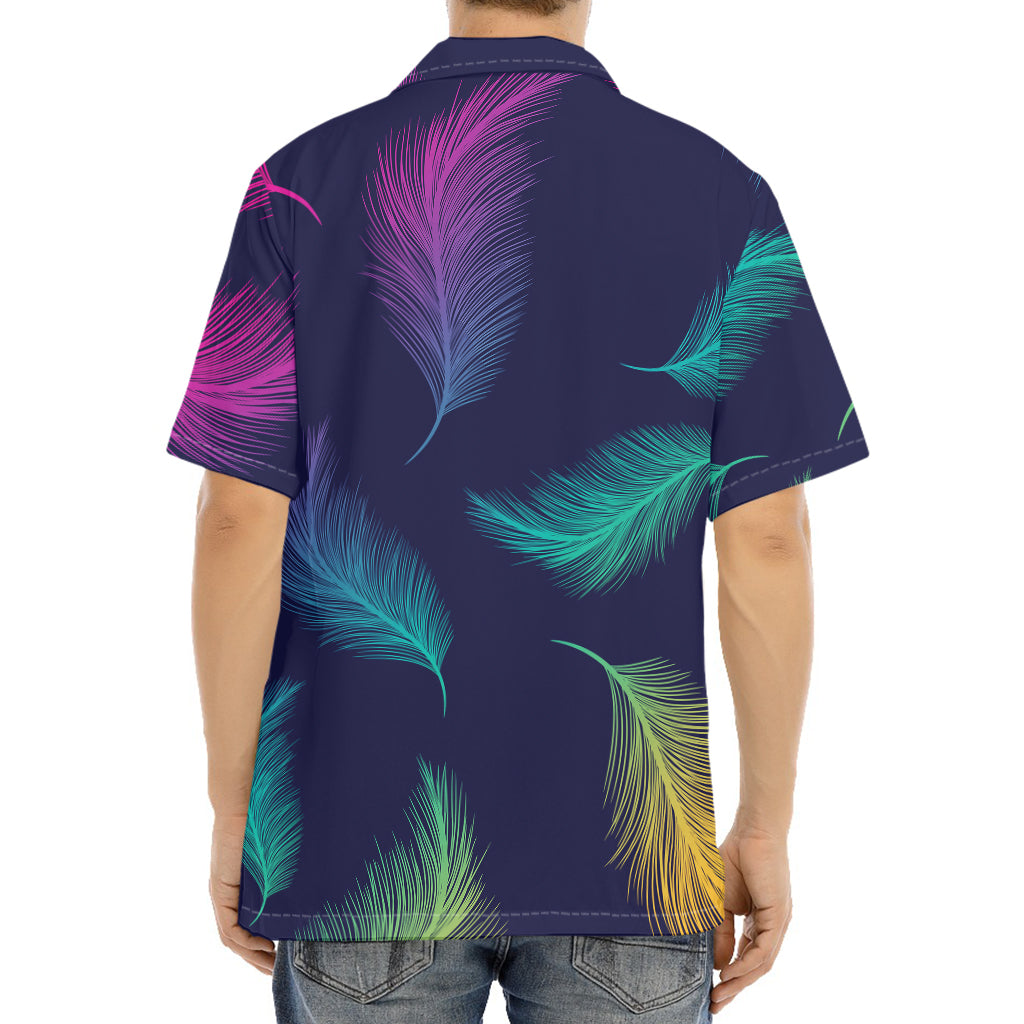 Colorful Feather Pattern Print Aloha Shirt
