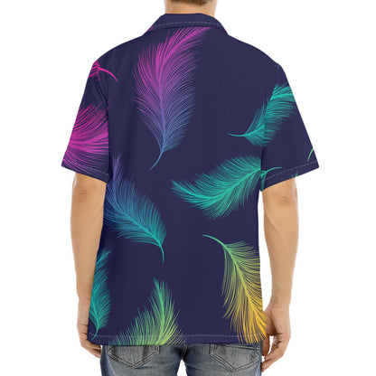 Colorful Feather Pattern Print Aloha Shirt