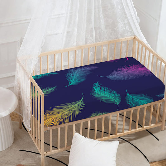 Colorful Feather Pattern Print Baby Crib Sheet