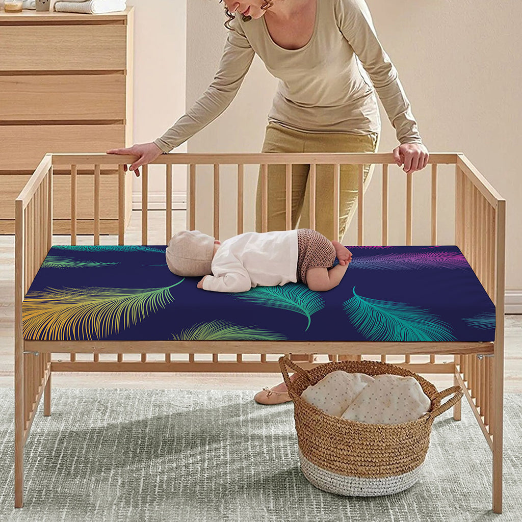 Colorful Feather Pattern Print Baby Crib Sheet