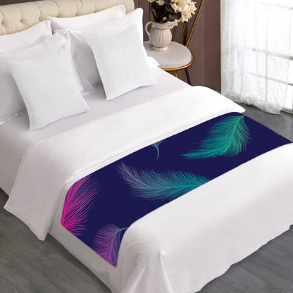 Colorful Feather Pattern Print Bed Runner