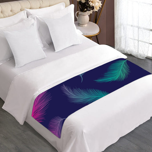 Colorful Feather Pattern Print Bed Runner