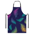 Colorful Feather Pattern Print Bib Apron With Pocket