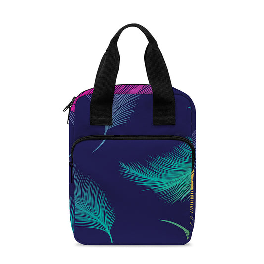 Colorful Feather Pattern Print Bible Tote Bag
