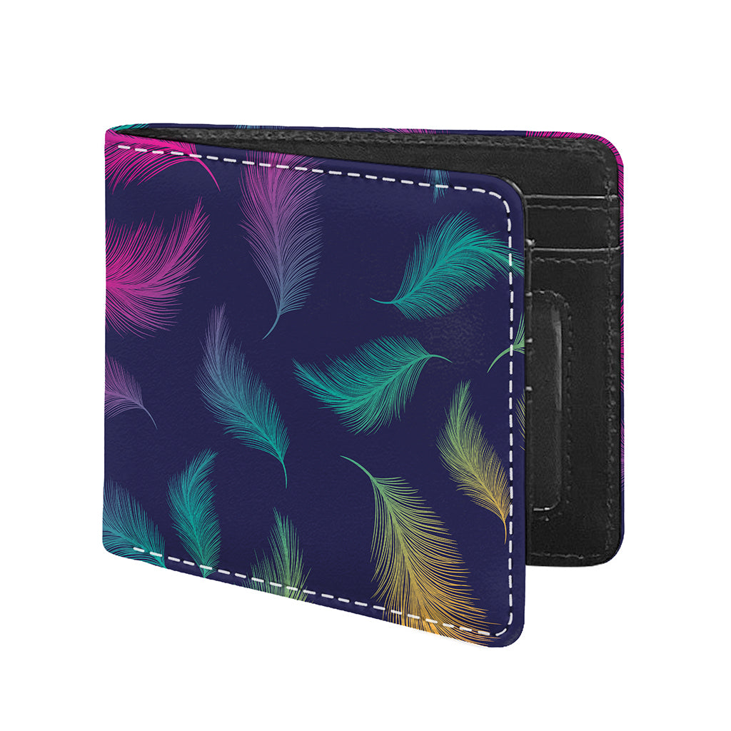 Colorful Feather Pattern Print Bifold Wallet