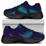 Colorful Feather Pattern Print Black Chunky Shoes