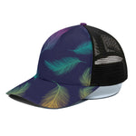 Colorful Feather Pattern Print Black Mesh Trucker Cap