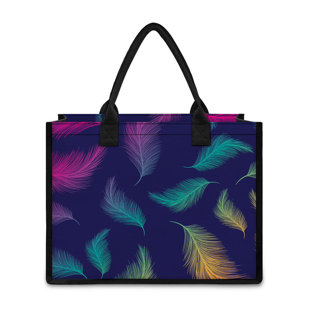 Colorful Feather Pattern Print Canvas Tote Bag