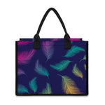 Colorful Feather Pattern Print Canvas Tote Bag