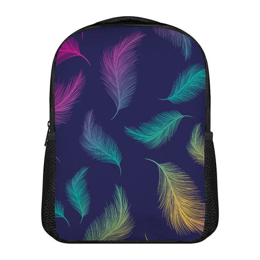 Colorful Feather Pattern Print Casual Backpack