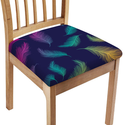 Colorful Feather Pattern Print Chair Cushion Cover