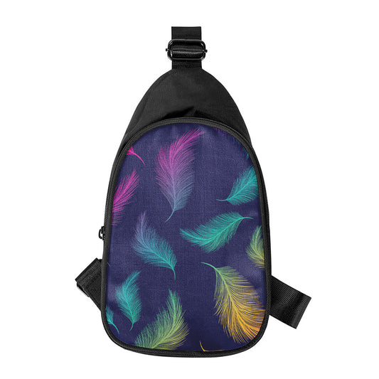 Colorful Feather Pattern Print Chest Bag