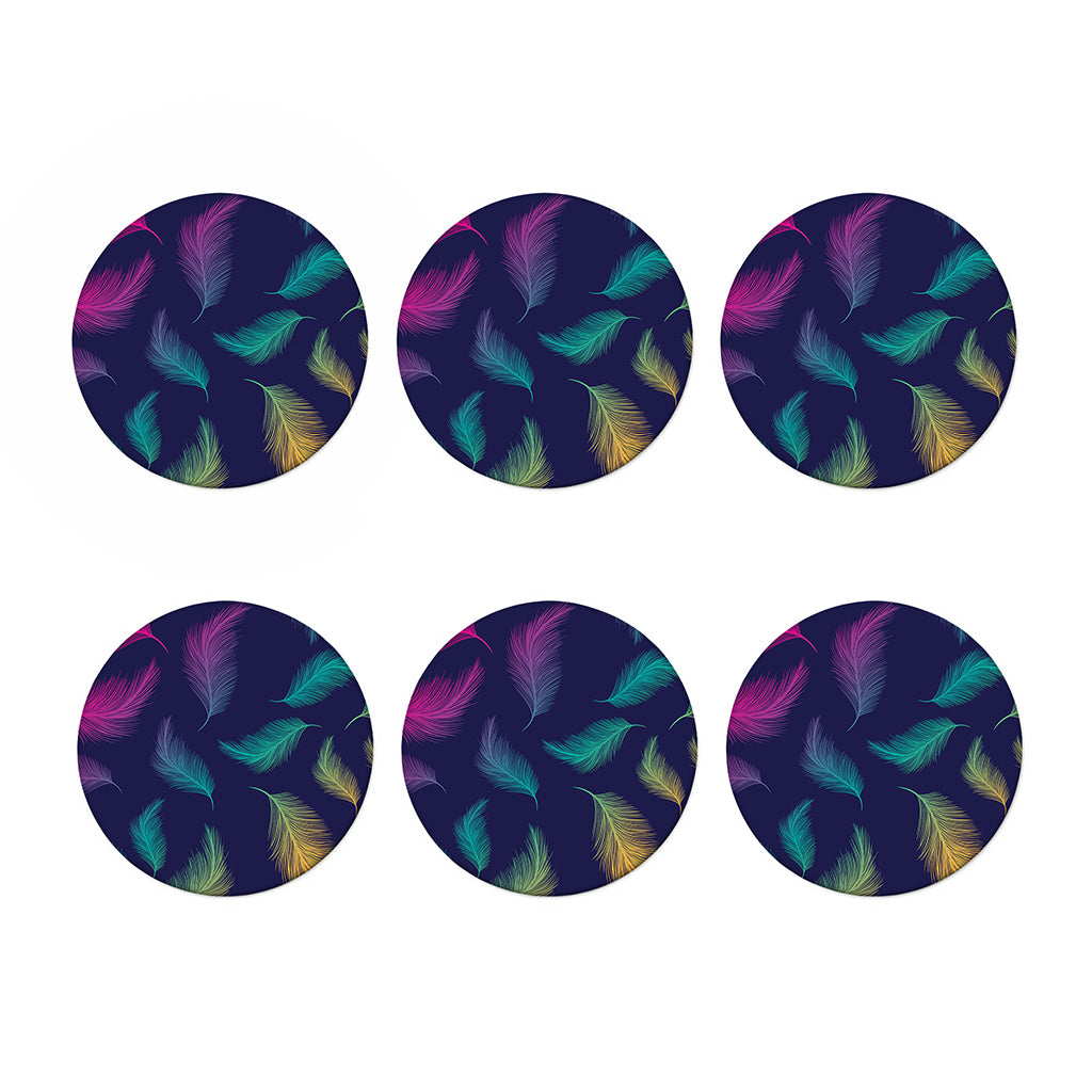 Colorful Feather Pattern Print Coaster Set