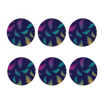 Colorful Feather Pattern Print Coaster Set