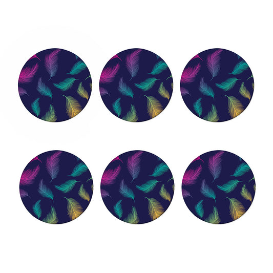 Colorful Feather Pattern Print Coaster Set