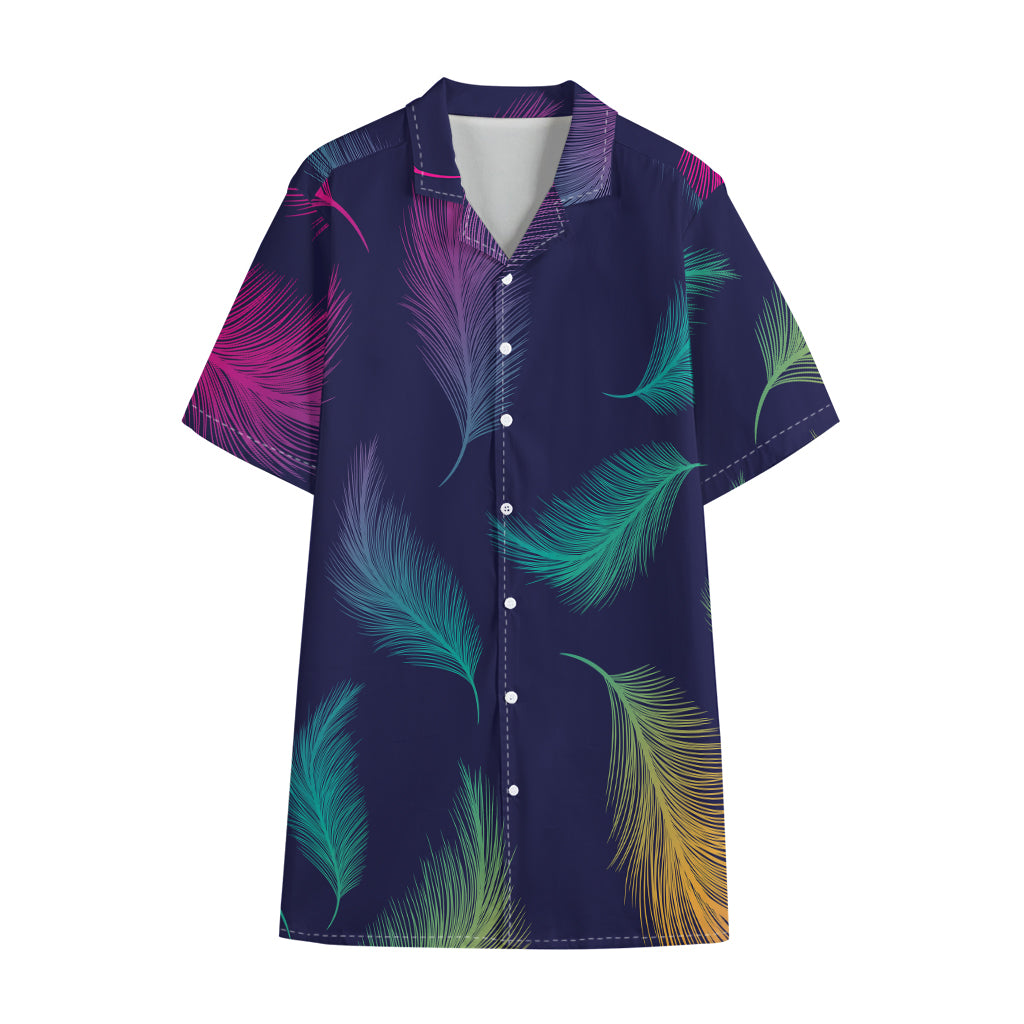 Colorful Feather Pattern Print Cotton Hawaiian Shirt