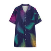 Colorful Feather Pattern Print Cotton Hawaiian Shirt